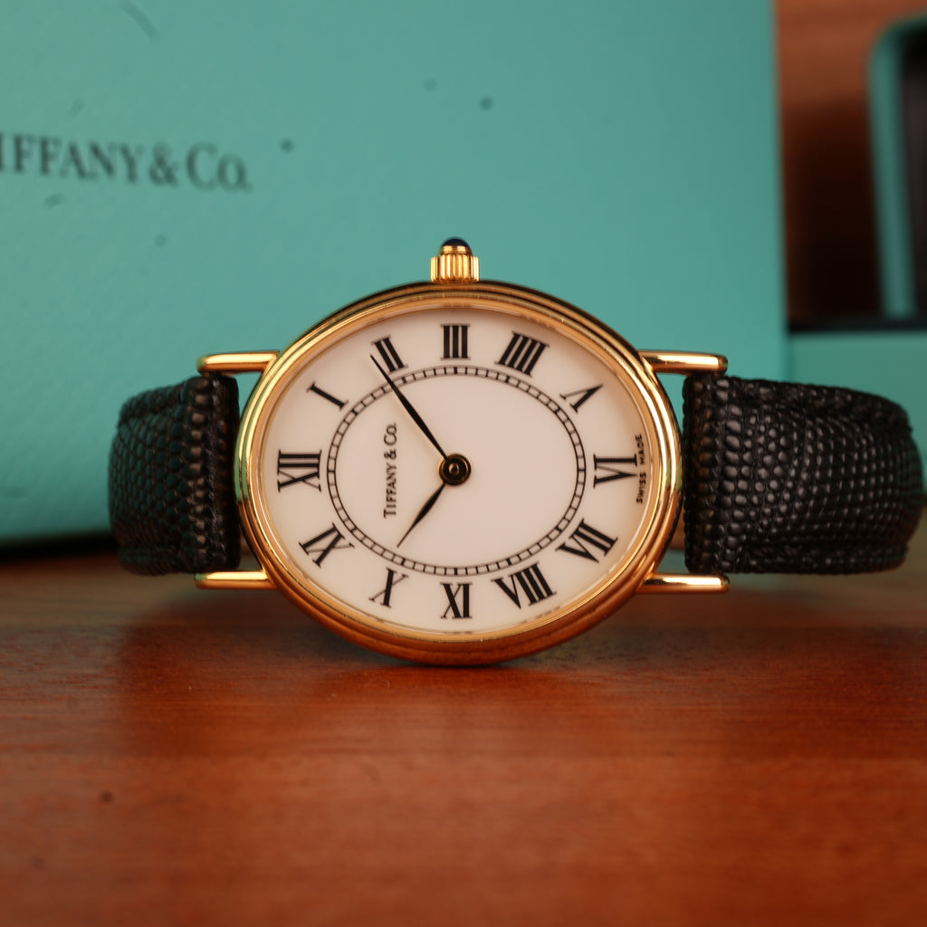 Tiffany & Co. 14k Solid Gold Large Ladies Watch Oval Roman Dial