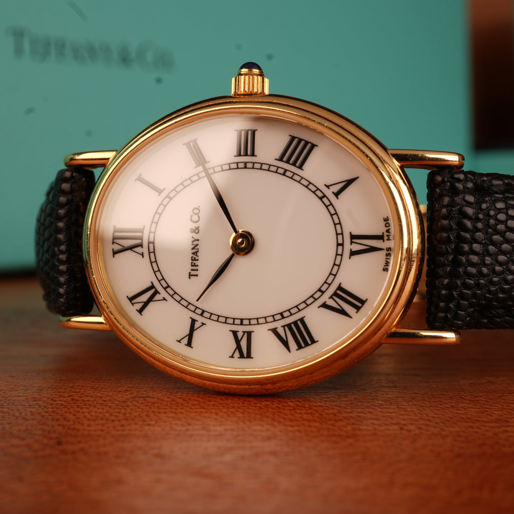 Tiffany & Co. 14k Solid Gold Large Ladies Watch Oval Roman Dial
