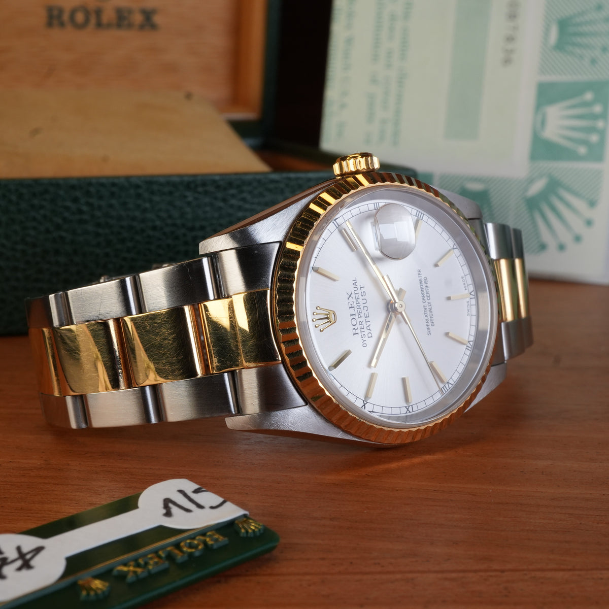 2001 Rolex Datejust 16233 Silver Dial Unpolished Box and papers Complete Collector set