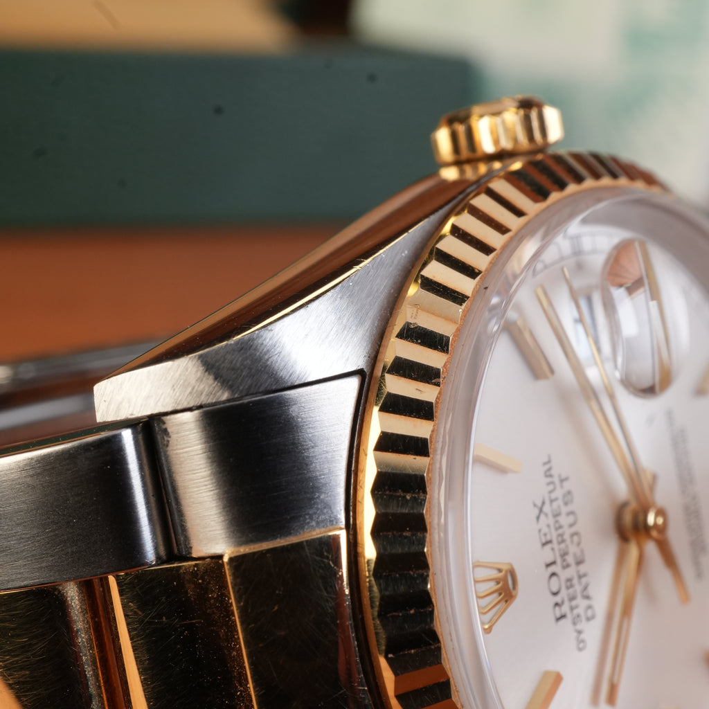 2001 Rolex Datejust 16233 Silver Dial Unpolished Box and papers Complete Collector set