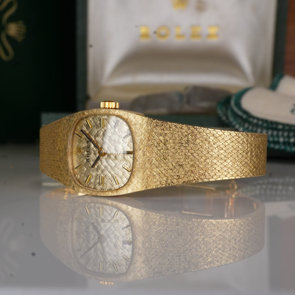 1987 Rolex 8133 Ladies Cocktail Watch Cushion Shaped 14K Solid with Box