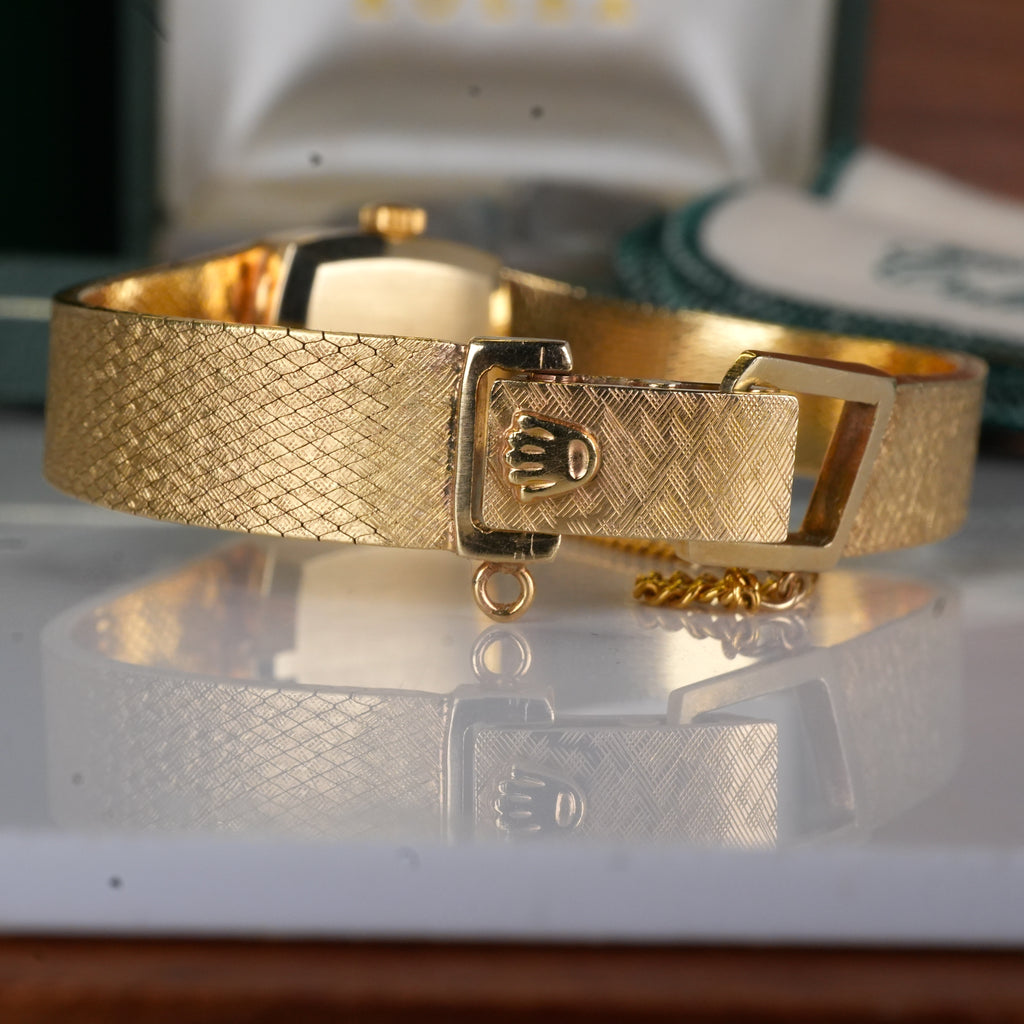 1987 Rolex 8133 Ladies Cocktail Watch Cushion Shaped 14K Solid with Box