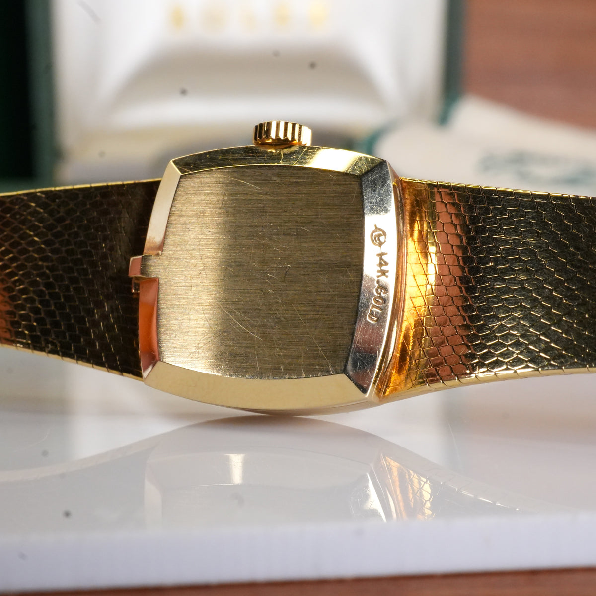 1987 Rolex 8133 Ladies Cocktail Watch Cushion Shaped 14K Solid with Box