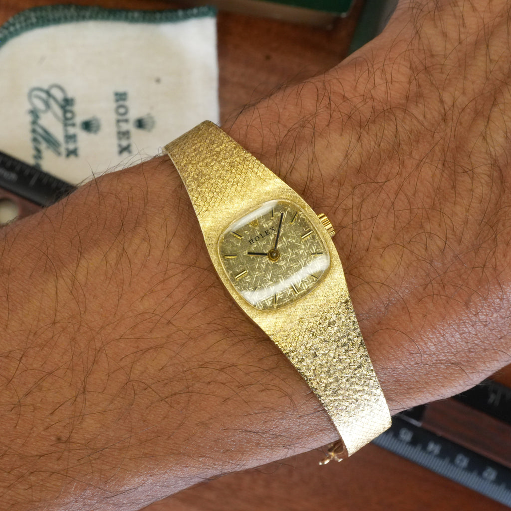1987 Rolex 8133 Ladies Cocktail Watch Cushion Shaped 14K Solid with Box