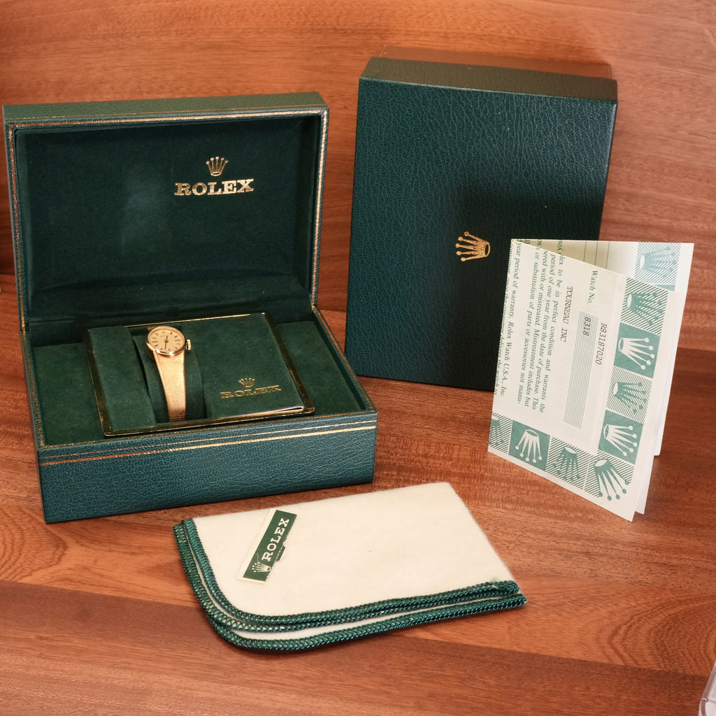 1987 NEW OLD STOCK Rolex 8318 Ladies Cocktail Watch Oval Shape 14K Solid with Box and Papers