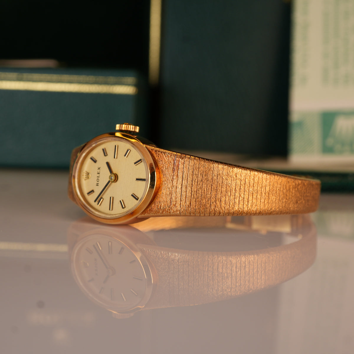 1987 NEW OLD STOCK Rolex 8318 Ladies Cocktail Watch Oval Shape 14K Solid with Box and Papers