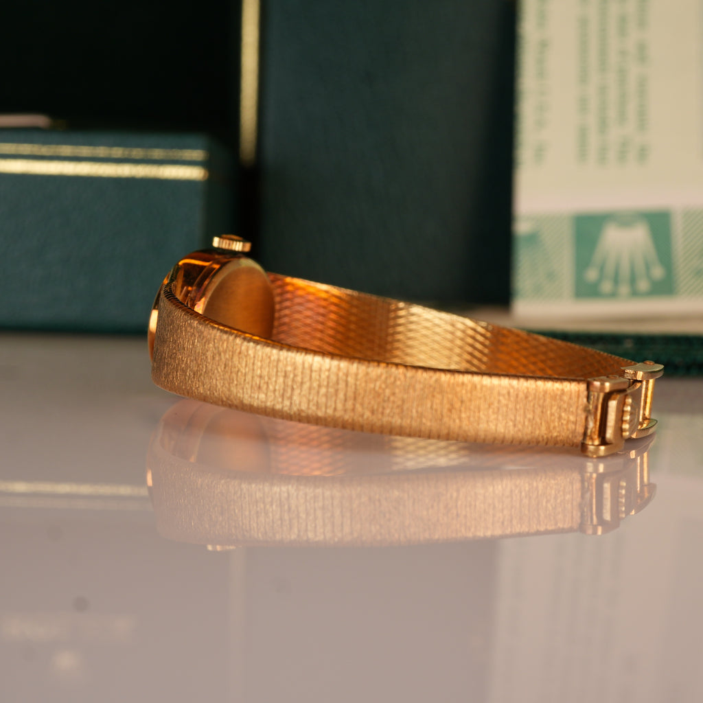 1987 NEW OLD STOCK Rolex 8318 Ladies Cocktail Watch Oval Shape 14K Solid with Box and Papers
