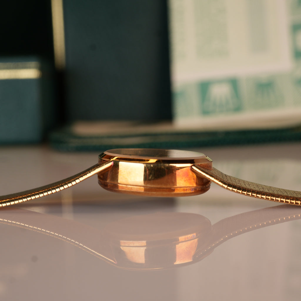 1987 NEW OLD STOCK Rolex 8318 Ladies Cocktail Watch Oval Shape 14K Solid with Box and Papers