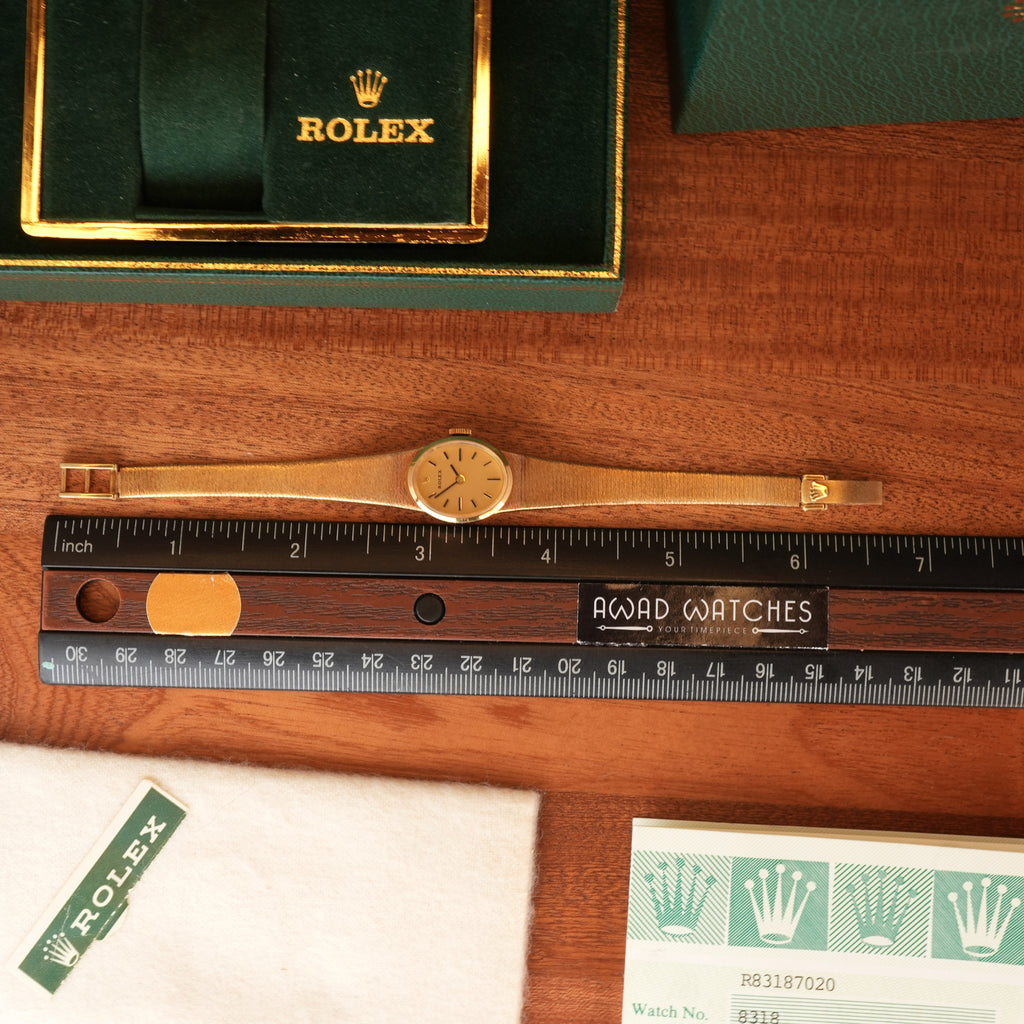 1987 NEW OLD STOCK Rolex 8318 Ladies Cocktail Watch Oval Shape 14K Solid with Box and Papers