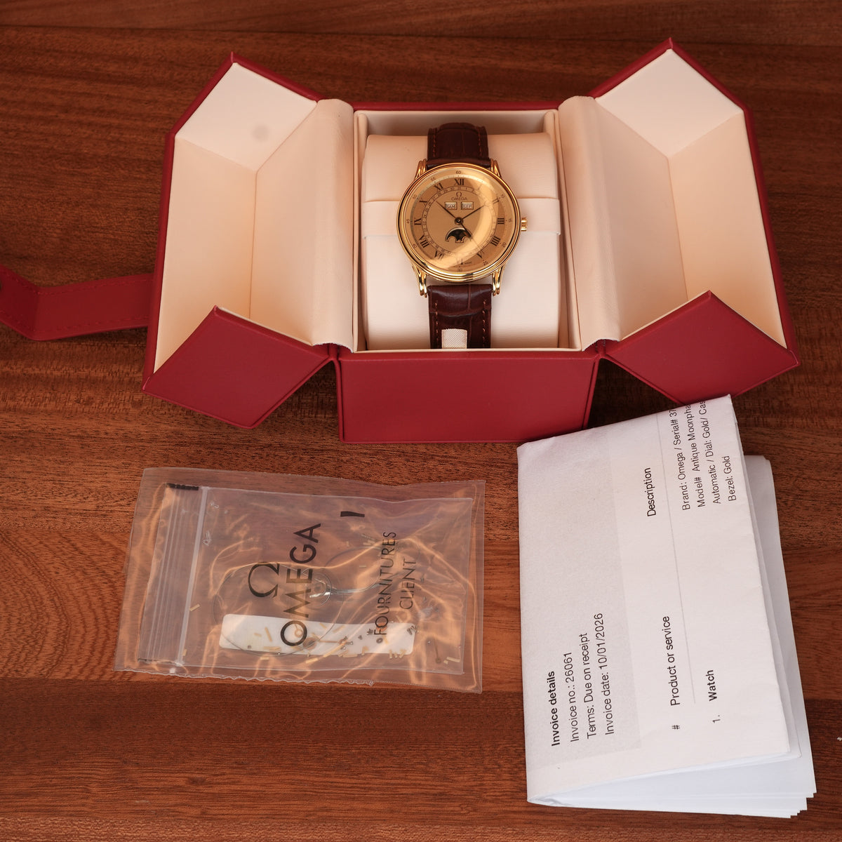 1983 OMEGA REF. 156.003 PHASE DE LUNE Triple Calendar Moon Phase 18k Gold Limited Edition