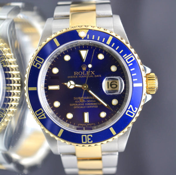 Rolex Submariner Blue Dial – 16613 Gold & Steel- No Holes Case