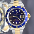 Rolex Submariner Blue Dial – 16613 Gold & Steel- No Holes Case