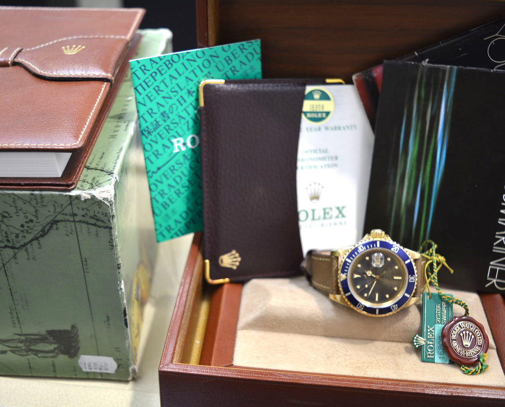 Rolex Submariner 16808 Gold Tropical Green Dial Full Set Papers