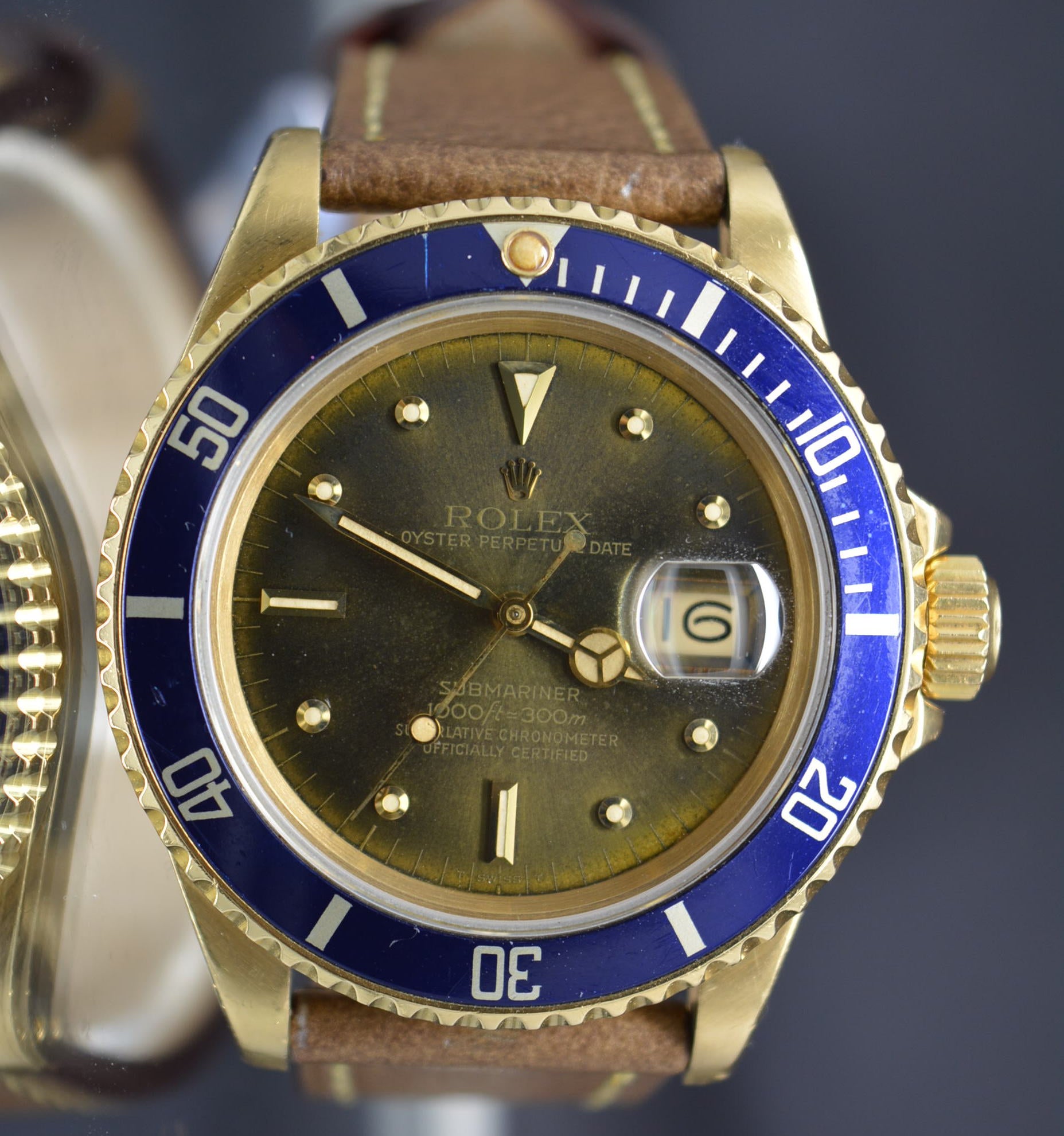 Rolex Submariner 16808 Gold Tropical Green Dial Full Set Papers