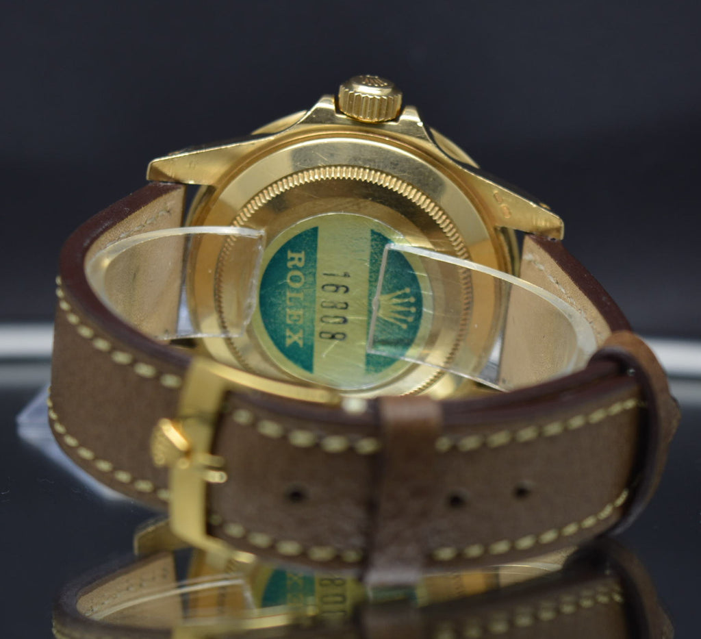 Rolex Submariner 16808 Gold Tropical Green Dial Full Set Papers
