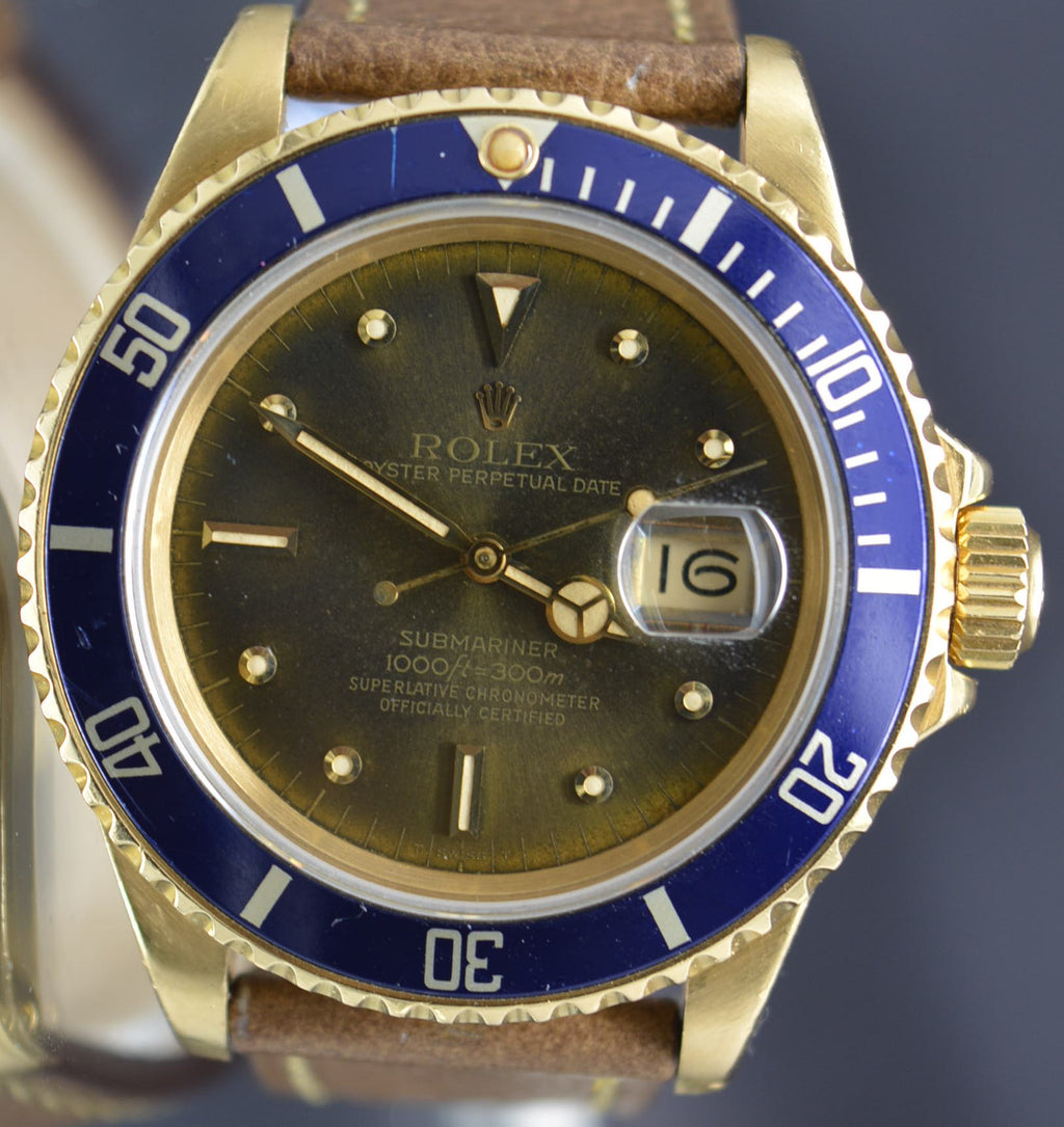Rolex Submariner 16808 Gold Tropical Green Dial Full Set Papers
