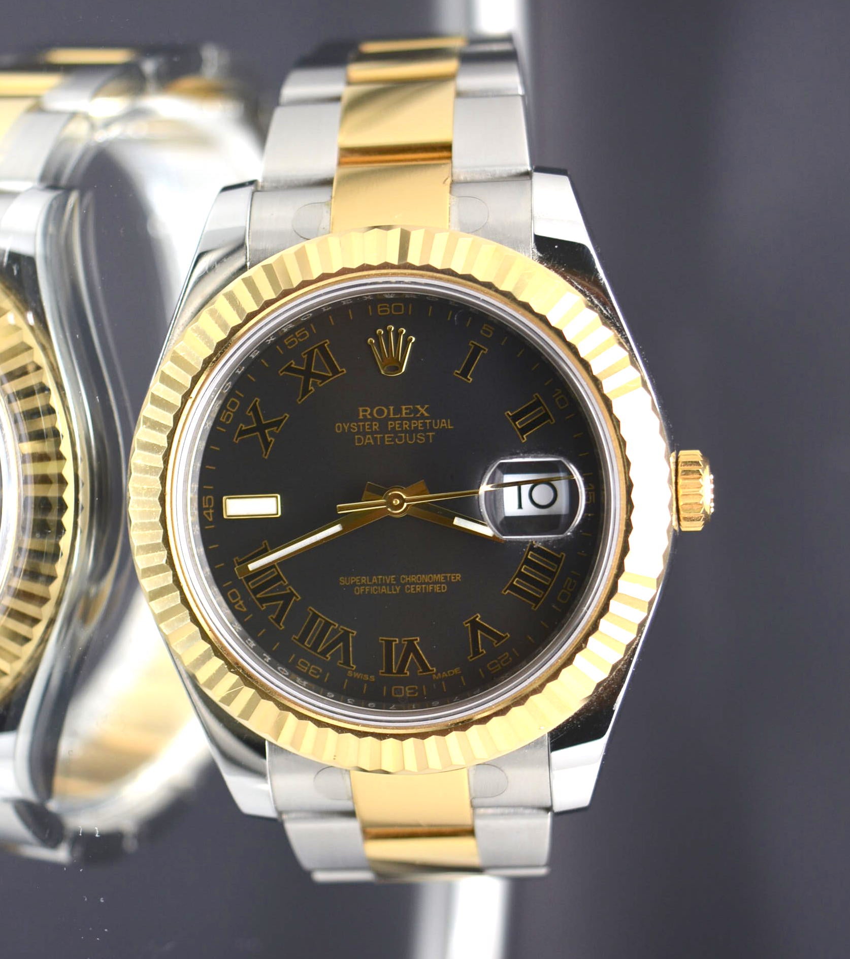 Rolex Datejust II 2 116333 Mens 41mm Roman 18k Gold SS 2015 Box & Papers