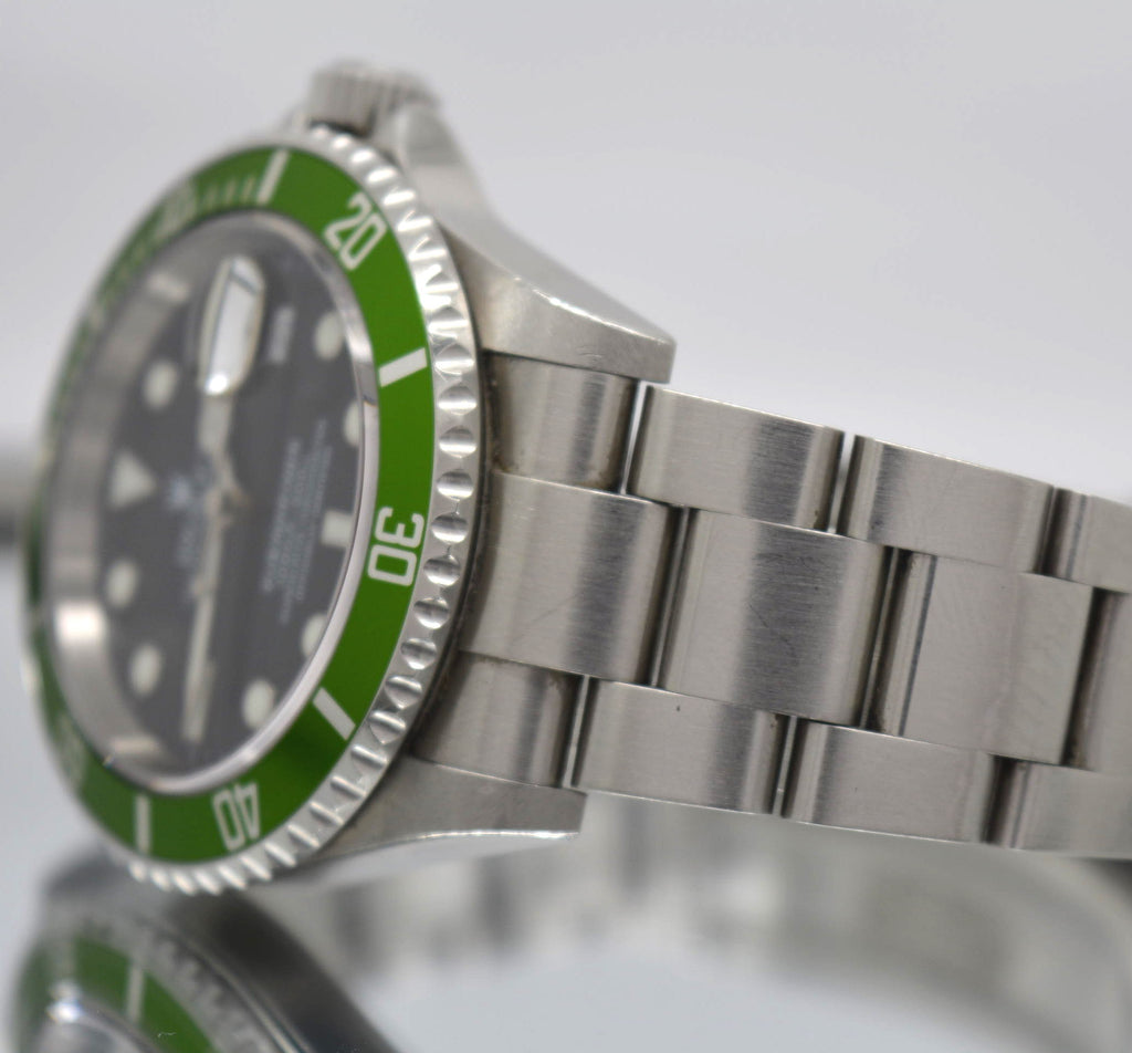 Rolex 16610LV Submariner 50th Anniversary Green F Serial UNPOLISHED