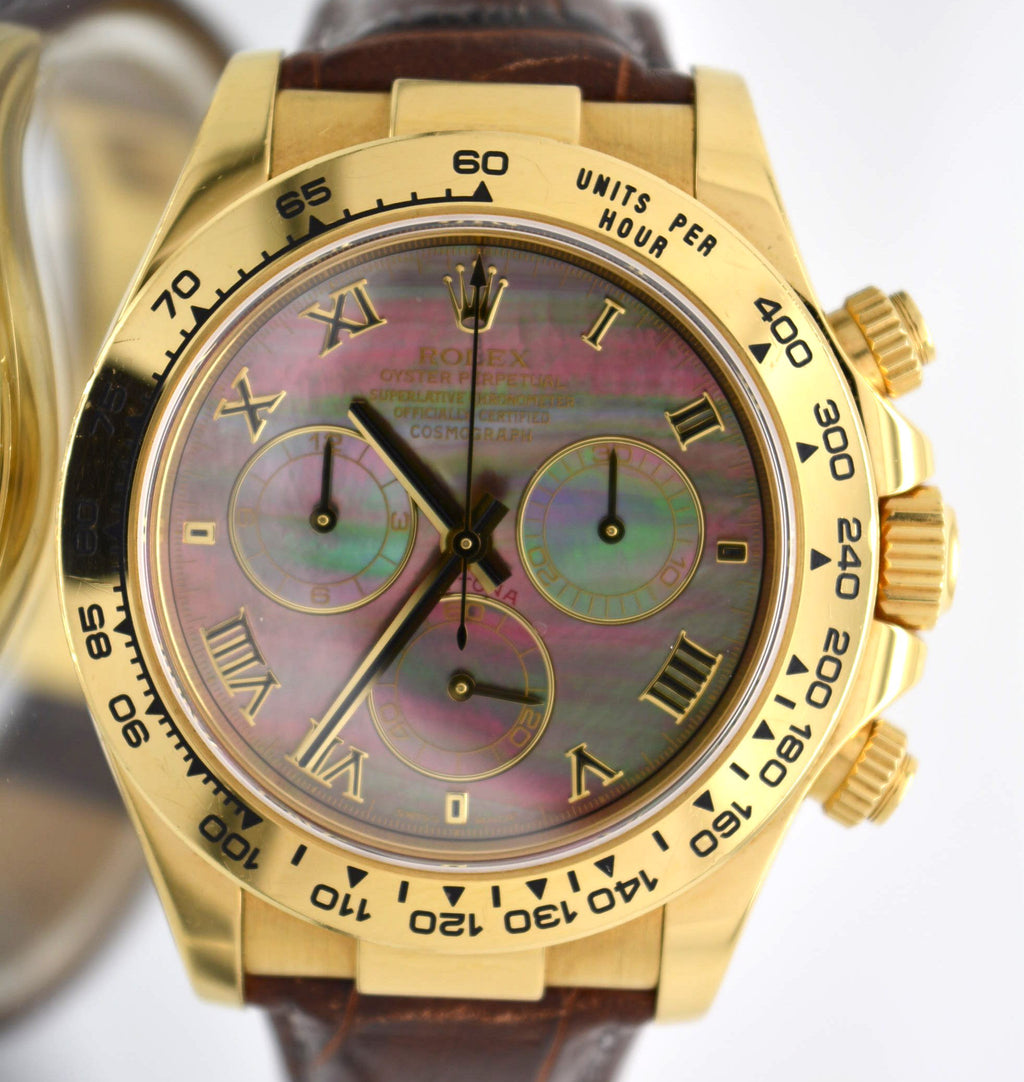 Rolex 116518 Daytona Yellow solid Gold 18k Factory Dark Mother of Pearl Dial