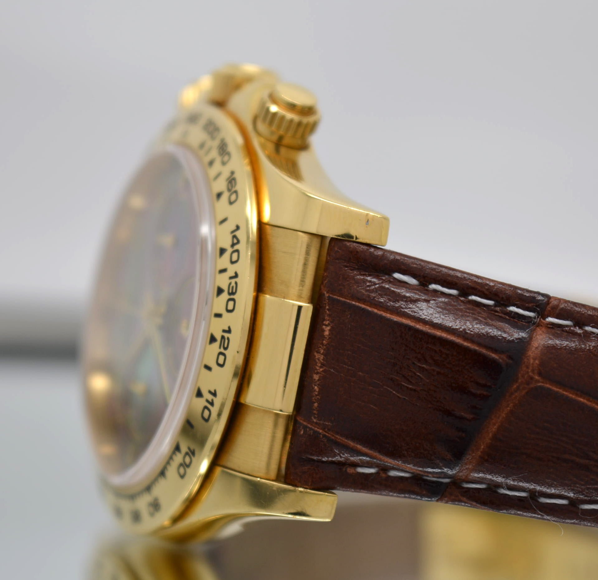 Rolex 116518 Daytona Yellow solid Gold 18k Factory Dark Mother of Pearl Dial