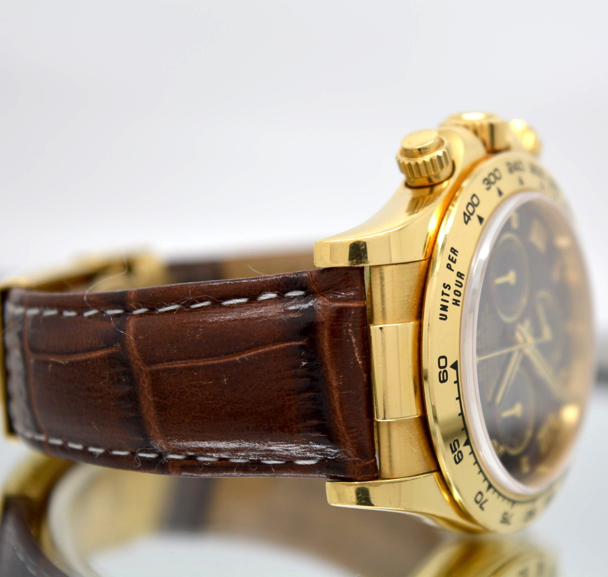 Rolex 116518 Daytona Yellow solid Gold 18k Factory Dark Mother of Pearl Dial