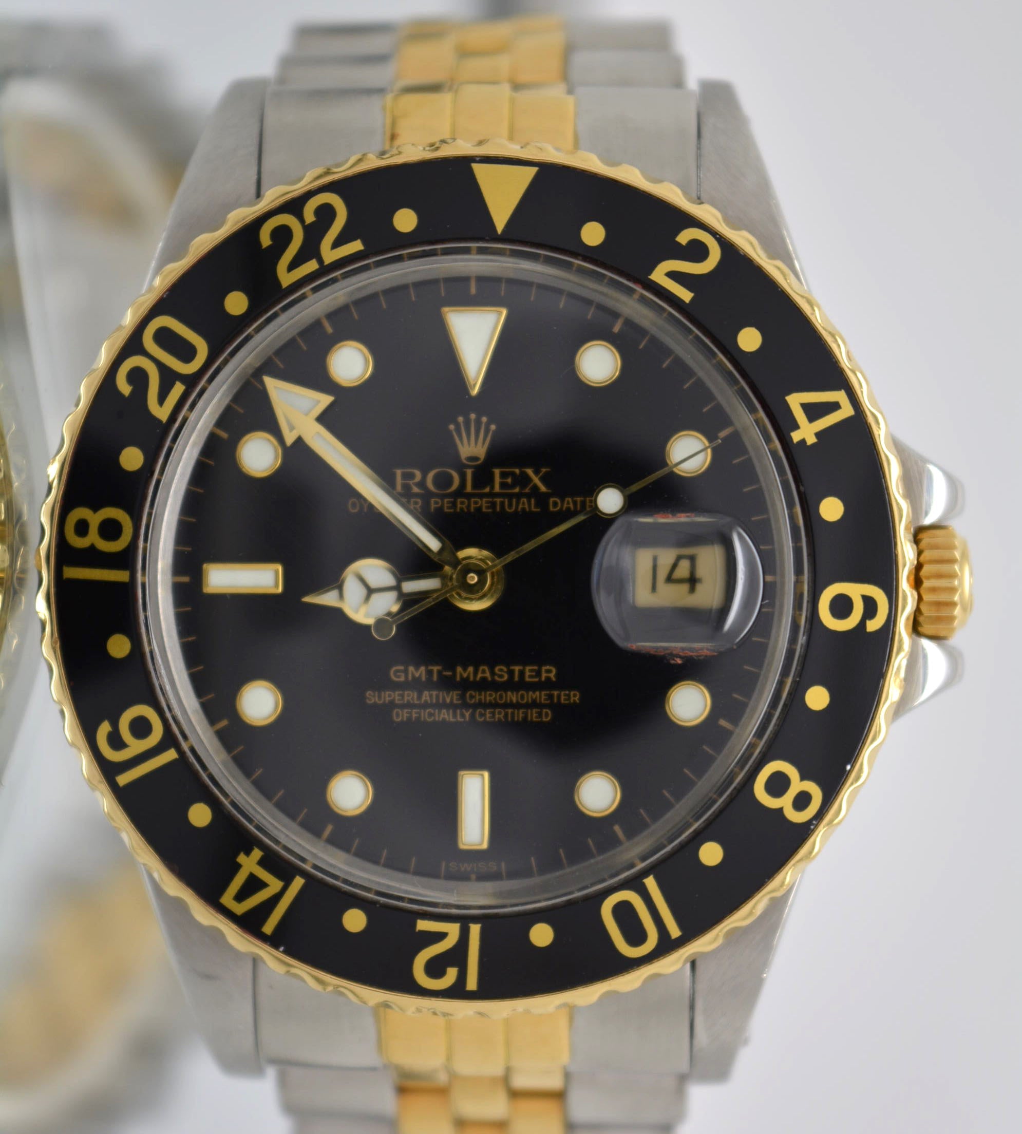 Vintage Rolex 16753 GMT Master 18k/SS Box and papers Full Set 1986’s
