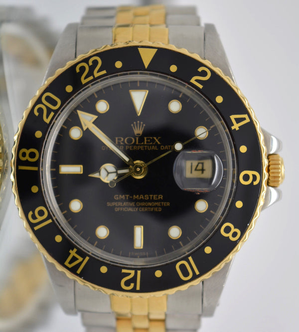 Vintage Rolex 16753 GMT Master 18k/SS Box and papers Full Set 1986’s