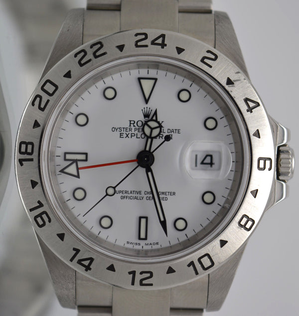 Rolex 16570 Explorer II F Serial White Dial full set Unpolished Amazing