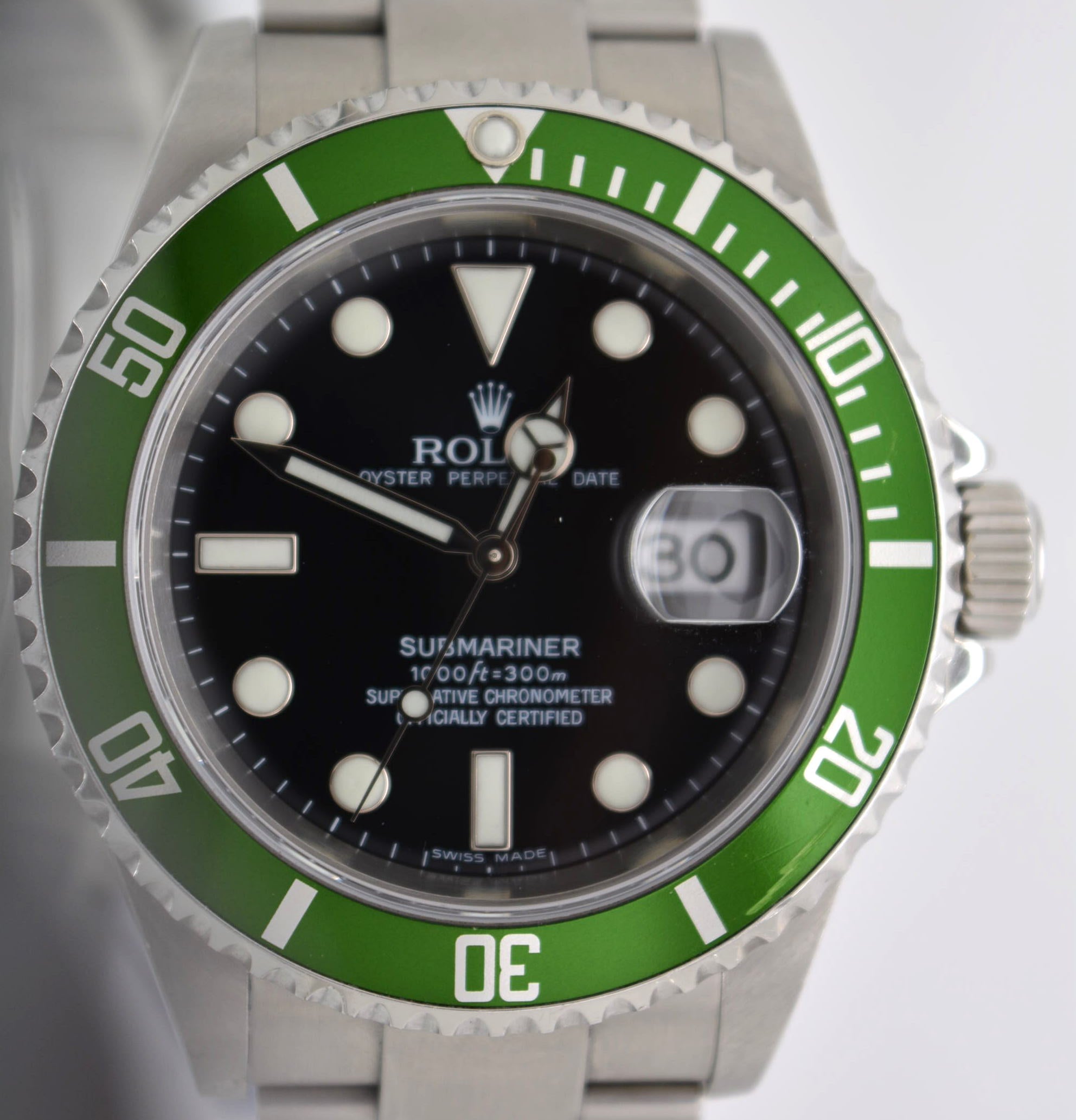 Rolex 16610LV Submariner 50th Anniversary Green M Serial UNPOLISHED