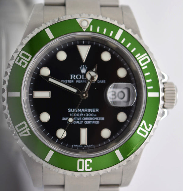 Rolex 16610LV Submariner 50th Anniversary Green M Serial UNPOLISHED