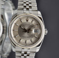 Rolex Datejust 116234 Steel 18K Fluted Bezel Silver Two Tone Dial