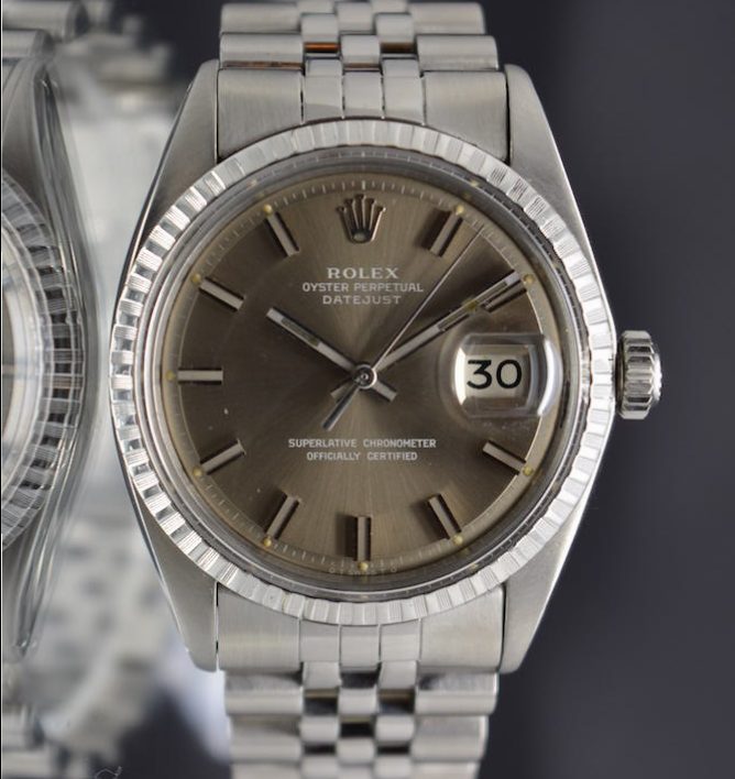 Rolex Datejust 1603 Stainless Steel/18K White Gold "Wide Boy" Dial