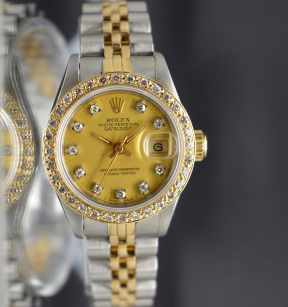 Rolex DateJust 69173 18k Gold/Steel Diamonds Dial & Bezel