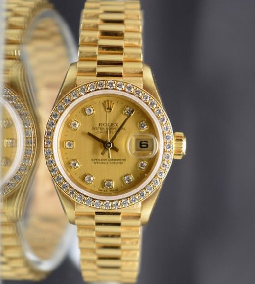 Rolex DateJust 69138 18k Gold President Factory Diamonds Dial & Bezel