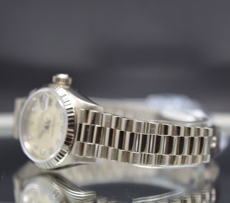 Rolex DateJust 69179 18k White Gold President Factory Diamonds
