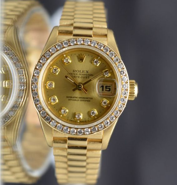 Rolex DateJust 69138 18k Gold President Factory Diamonds Dial & Bezel