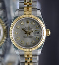 Rolex DateJust 179173 18k Gold/Steel Silver Factory Diamonds Dial