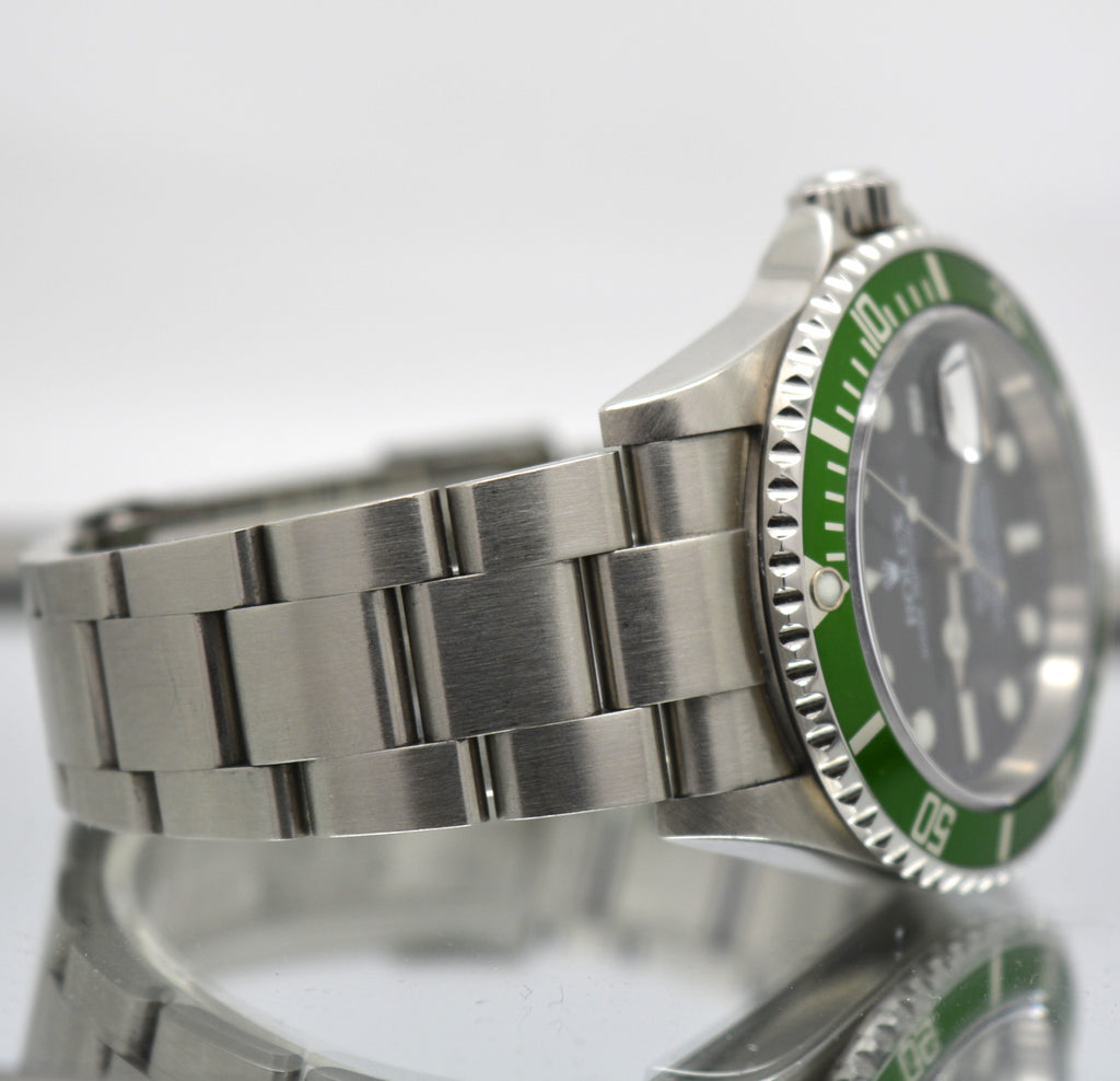 Rolex 16610LV Submariner 50th Anniversary Green F Ser 2004 Papers & Box Full Set