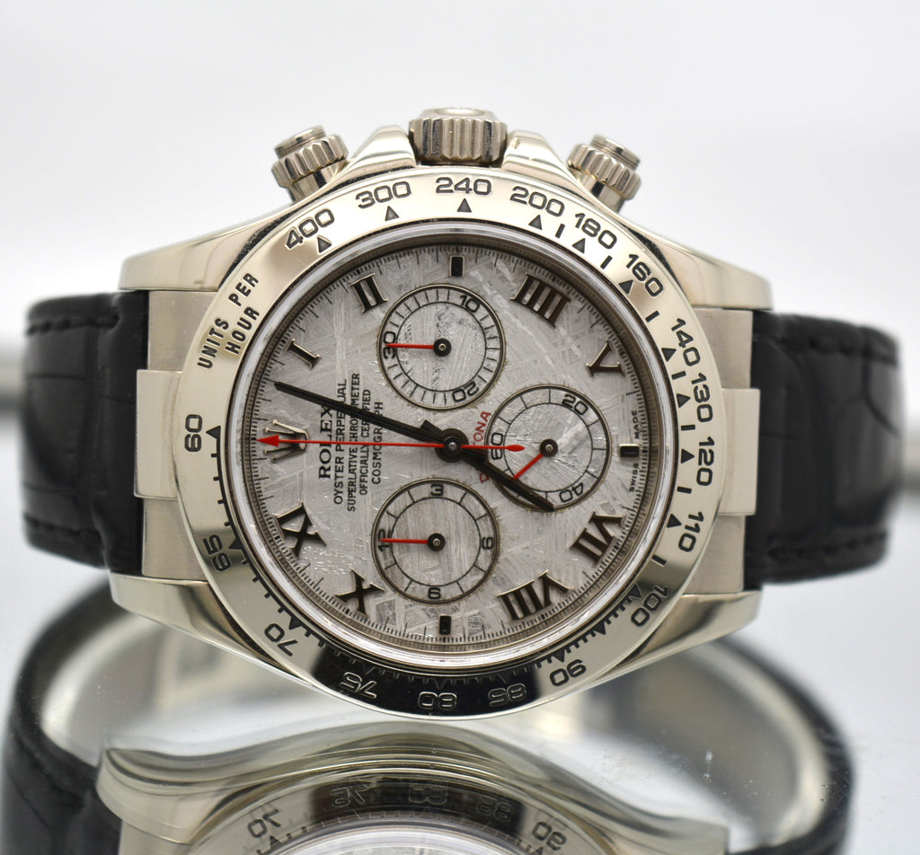 Rolex Daytona 116519 18k White Gold Meteorite Dial Circa 2005 Full Set papers
