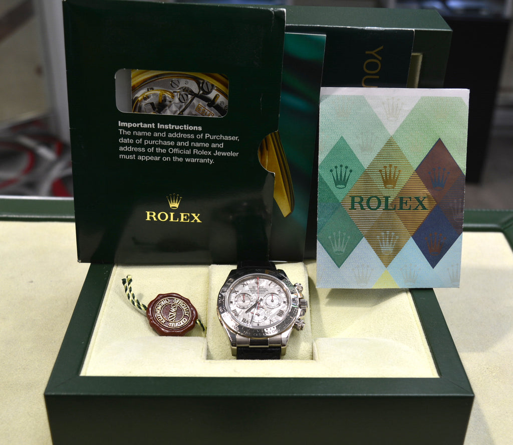 Rolex Daytona 116519 18k White Gold Meteorite Dial Circa 2005 Full Set papers