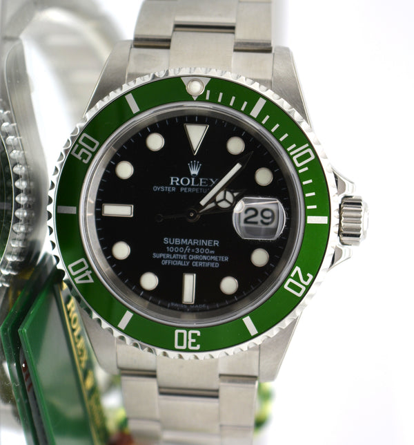 Rolex 16610LV Submariner 50th Anniversary Green Z Serial Unworn Full Set NOS