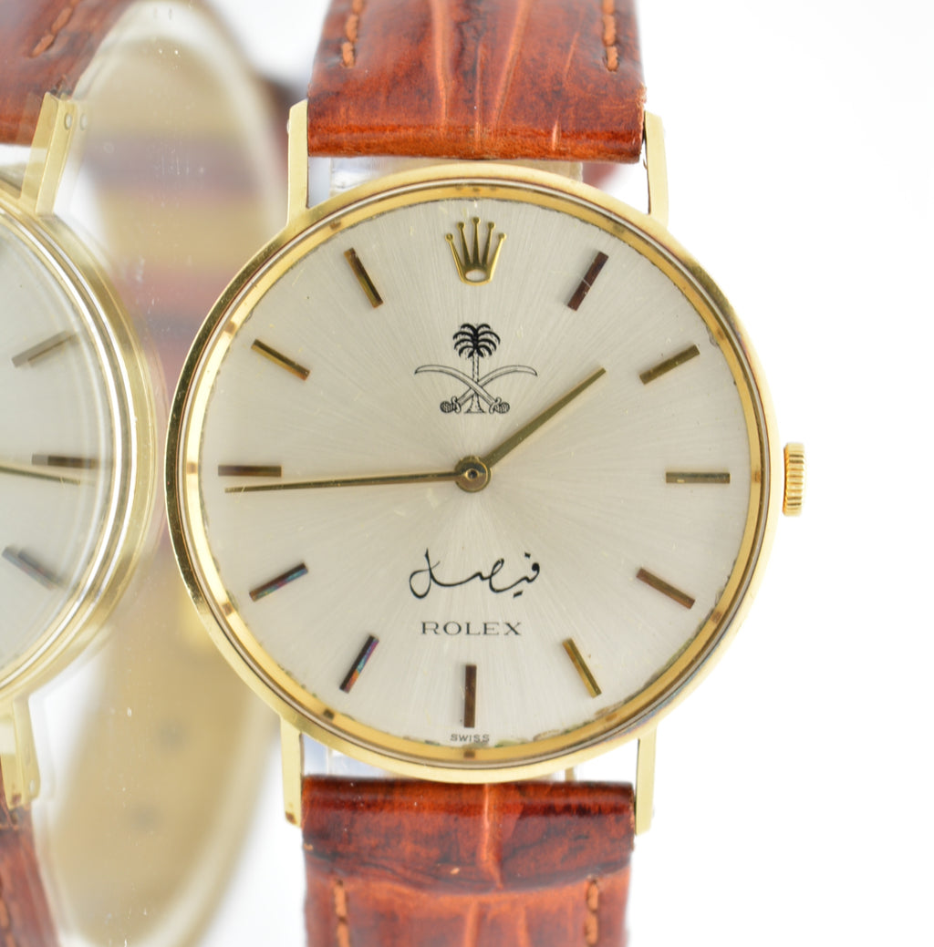 Rolex Cellini 4112 18k Solid Gold – With Saudi king Logo Brown Leather