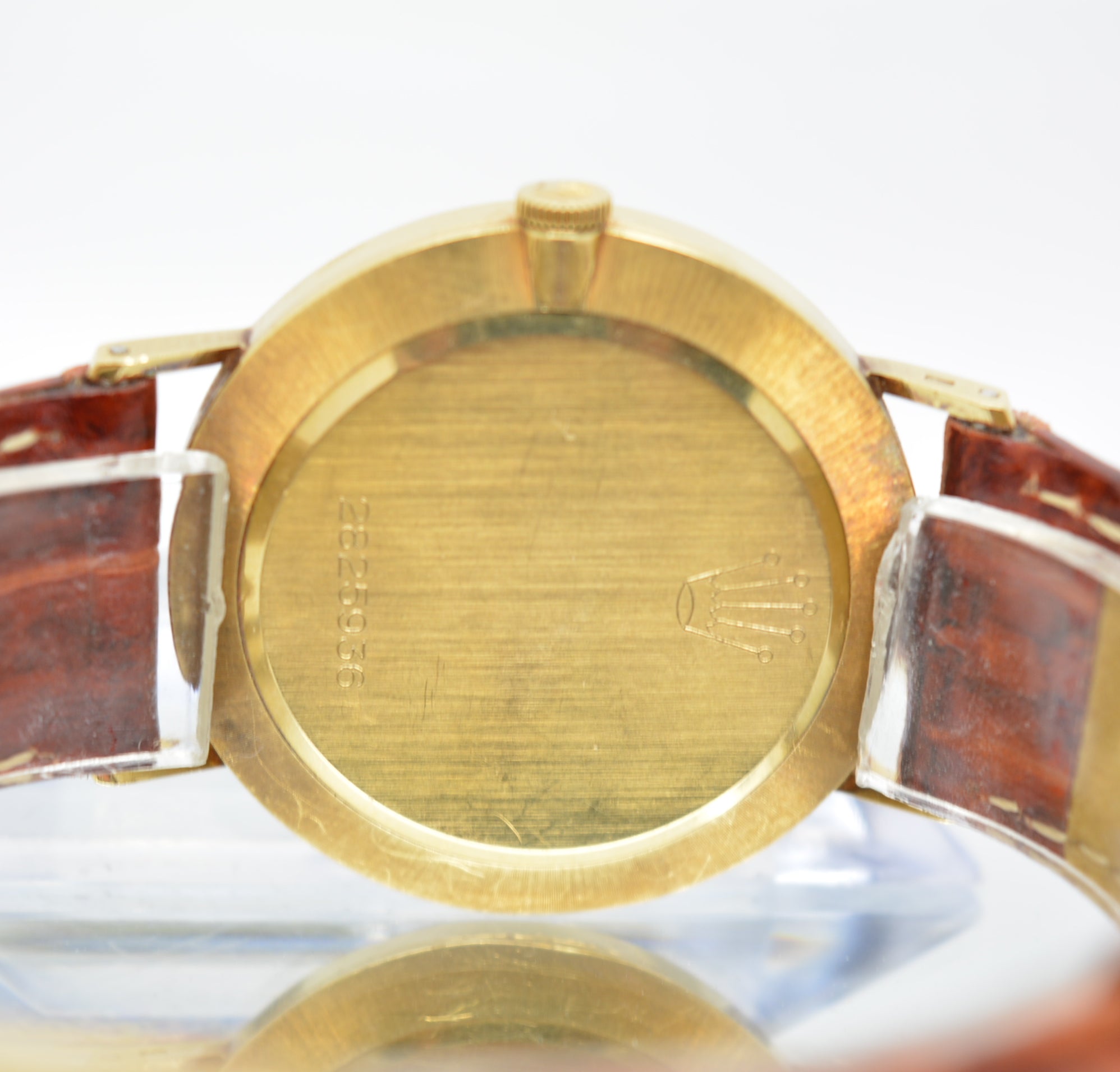 Rolex Cellini 4112 18k Solid Gold – With Saudi king Logo Brown Leather
