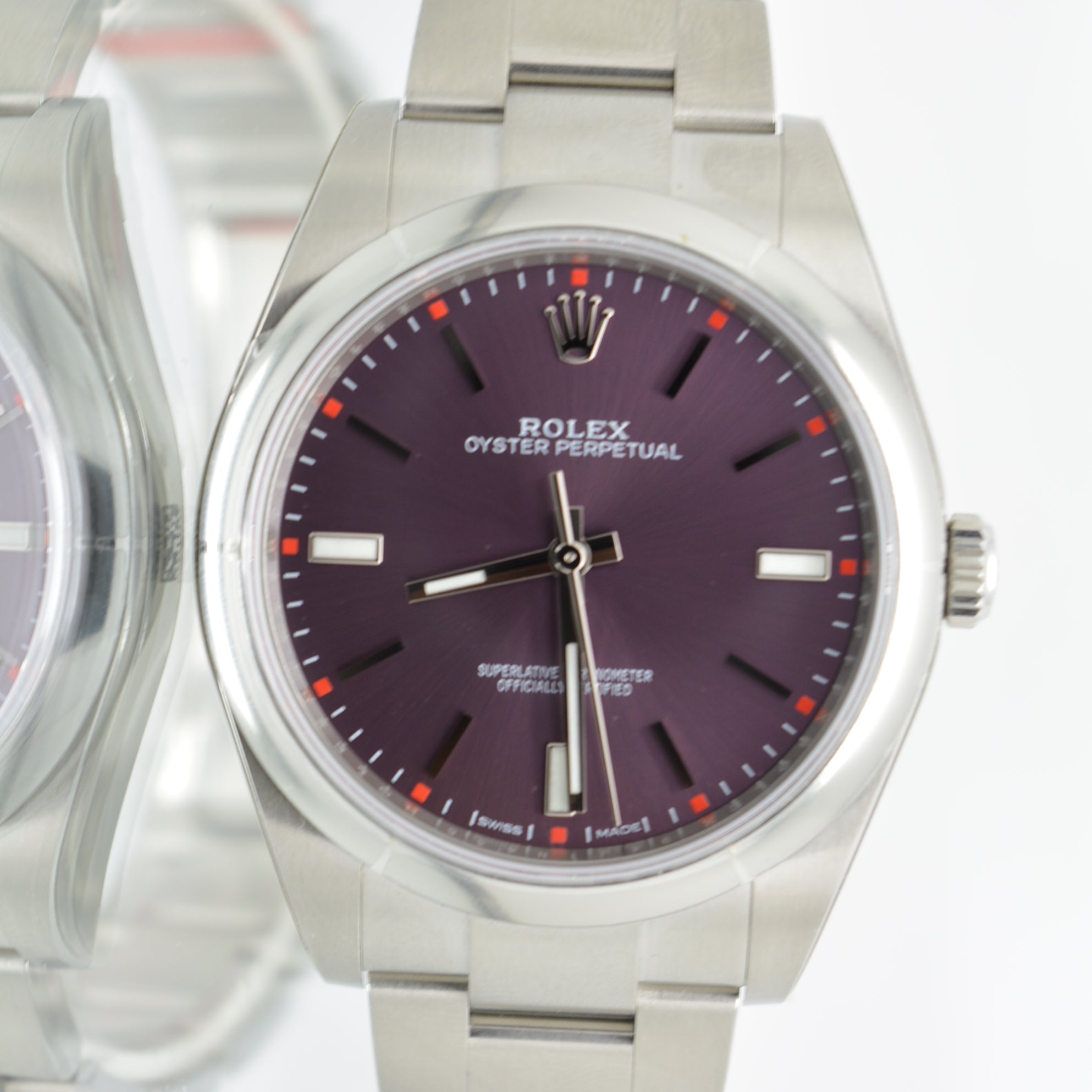Rolex Oyster Perpetual 114300 Unworn purple box and papers 2017