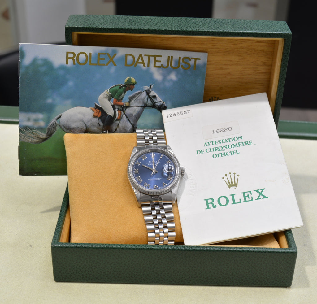 Rolex Date Just 16220 Blue Dial full set 1997