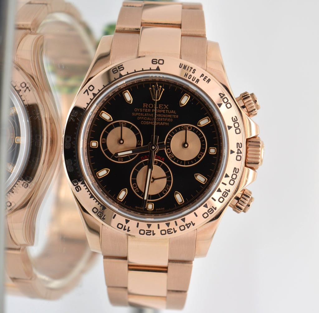 Rolex 116505 Daytona Rose Gold Black Dial Box Papers
