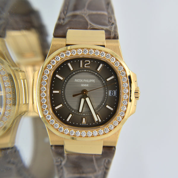 Patek Philippe Rose Gold Nautilus Ladies Factory Diamonds Box and Papers