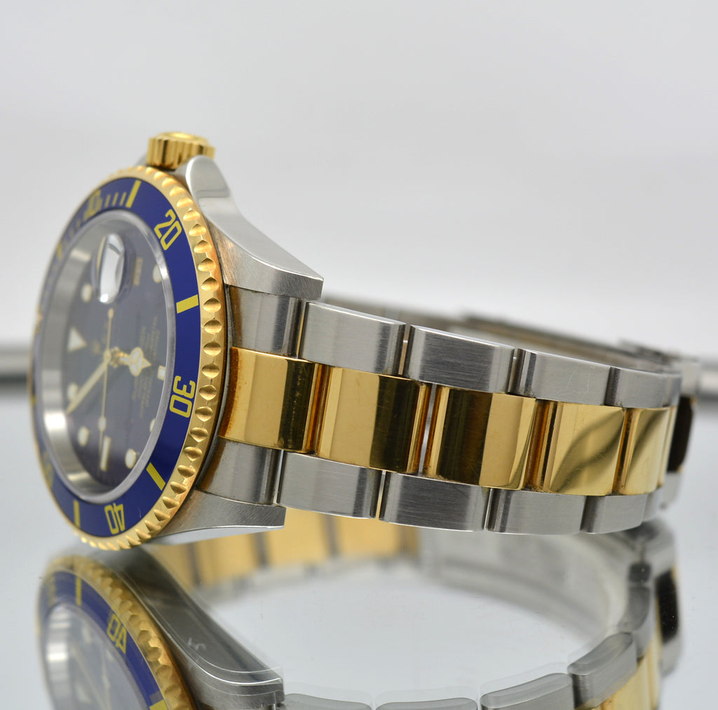 Rolex Submariner 16613 2 Tone blue Full Set box and papers unpolished