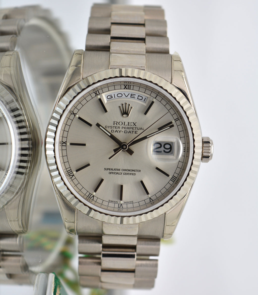 Unworn Rolex 118239 Day Date President White Gold 18k Box and papers NOS