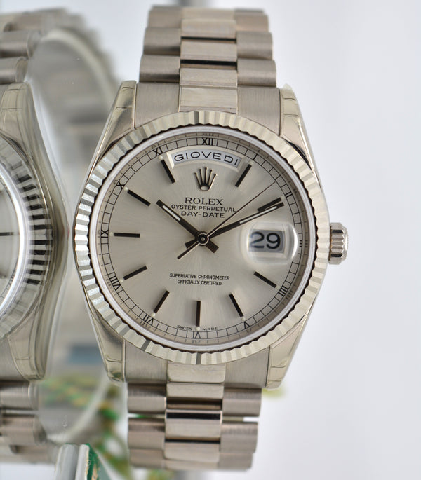 Unworn Rolex 118239 Day Date President White Gold 18k Box and papers NOS